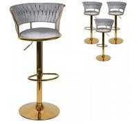 MIPAN.Lot de 4 Chaise de bar Gris - Tabouret Debar Tissu - Reglables En Hauteur(82-100cm) - Avec Dossier et Repose-Pieds