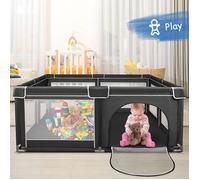 MIPAN.Parc Bébé - 180x150 cm - d'Activité pour Enfants avec Base - modulable, pliable - Grand parc pour enfant en bas âge - Noir
