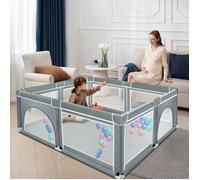 MIPAN.Parc Bébé - 180x150 cm - d'Activité pour Enfants avec Base - modulable, pliable - Grand parc pour enfant en bas âge - Gris