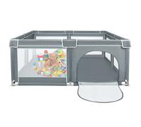MIPAN.Parc Bébé Gris -180x150x66 cm- D'Activité pour Enfants avec Base- Modulable- Pliable-Avec Porte Zippée+Sac de rangement