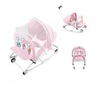 MIPAN - Transat pour Bébé - Balancelle Bebe 0 à 30kg - Réglable hauteur - Base Stable - Avec Arche de Jeux et Têtière - Rose