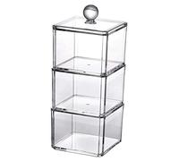 Mipcase 1 Ensemble Boîte de Rangement Transparent pour et Accessoires Organisateur de Tiges avec Couvercle Dimensions Design Élégant pour Bureau et Coiffeuse