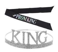 Mipcase 1 ensemble Couronne et Écharpe pour Homme Sash Prom King avec Diadème Éblouissant pour Fête Anniversaire et Événements Spéciaux