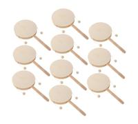 Mipcase 10 Pièces Blank Wooden Rattle Drums Set Unpainted Percussion Instruments for DIY Craft Safe Lightweight Wood Toys for Preschool Creativity and Educational Play