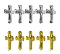 Mipcase 10 Pièces Cross Baptism Balloons Metallic Foil Religious Party Decorations For First Communion Christening Birthday Indoor Outdoor