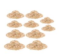 Mipcase 10 Pièces Miniature Straw Hats Set for DIY Crafts Small Handwoven Round Top Straw Caps in Various Lightweight and Dollhouse Accessories