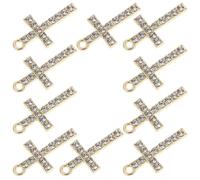 Mipcase 10 Pièces Pendentifs Croix en Alliage et Verre pour Bracelets et Colliers, Design Simple, Accessoires DIY pour Décorer Bracelets et Maison, Couleur Or, Forme Croix