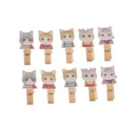 Mipcase 10 pièces Petites Pinces Bois Chat Décoratives pour Photos DIY avec Corde Clips Muraux pour Maison Chambre Dortoir