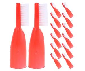 Mipcase 100 Pièces Brosse à Dents à Doigt Miniature en Plastique Rouge, Nettoyage Doux des Gencives Bouche, pour Adultes et Seniors, Centres de Détention et Maisons de Retraite