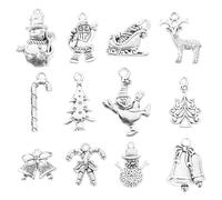 Mipcase 12 Breloques de Noël en Alliage Vintage Pendentifs Sapin Père Noël Flocon Chaussures - Accessoires DIY pour Création Bijoux Décoration Festive Lot de 12 Pièces