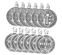 Mipcase 12 pièces Lot de Pendentifs Saint Benoît Alliage Breloques Chrétiennes Uniques pour Décoration Noël Collier et Porte Clés Styles Italiens