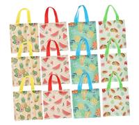 Mipcase 12 pièces Lot de Réutilisables Tissu Non Tissé avec Poignées Sacs Cabas Imperméables Capacité Spacieuse à Motifs Fruits pour Courses et Cadeaux Pliables et Résistants Adaptés
