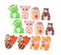 Mipcase 12 pièces Miniature Animal Figurines Set Resin Garden Decor with Realistic Hedgehog Squirrel Frog Ant Bear Models for Desktop and Educational Use