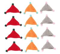 Mipcase 12 Pièces Miniature Knitted Wool Hats for Dolls and Small Animals Handmade Mini Crochet Beanie Set in Orange for DIY Craft Projects and Holiday Decorations