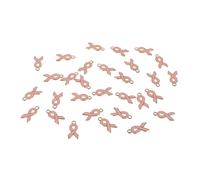 Mipcase 120 Breloques Pendentifs Ruban Rose en Alliage pour Fabrication de Bijoux Femmes, Breloques DIY pour Bracelet et Collier, Accessoires Sensibilisation Cancer Sein, Pack 4 X 30