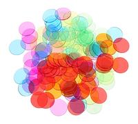 Mipcase 120 pièces Jetons Ronds Plastique Transparents pour Jeu Bingo Assortiment Couleur Bleu Rouge Jaune Vert Orange Marqueurs Comptage Éducatifs