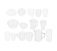 Mipcase 15 pièces Plastic Accessories for Dollhouse Decoration Realistic and Mini Tableware for Toy Houses