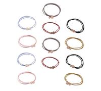 Mipcase 18 pcs Élastiques Cheveux Vintage Rondes Tête Doux et Filles Noir Brique Rose Bleu Gris