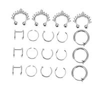 Mipcase 19Pièces Set de Faux Anneaux de Nez Piercing Inoxydable pour Accessoires de Mode Élégants