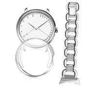 Mipcase 1Ensemble Bracelet Strass Brillant avec Coque de Protection Complète pour Pixel Watch de Montre Interchangeable Argenté et Transparente