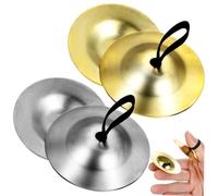 Mipcase 2 paires Cymbales à Doigts Cuivre pour Garçon Fille Instrument de Percussion Laiton pour Danse et Enseignement Musical