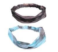 Mipcase 2 pièces Bandeau Tête Extensible Tie Dye à Bouton Bandeau Sport Respirant pour Yoga Fitness Protection Oreilles Serrage Vert Gris Unisexe
