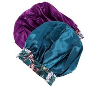 Mipcase 2 pièces Bonnets de Bain Satin Réutilisables pour Femmes Bonnet Élastique Imperméable avec Bande Large Adapté Cheveux Longs et Courts Confort et Tenue Fiable pour Soins et Nuit