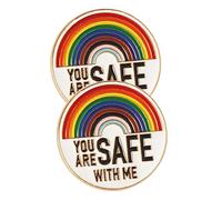 Mipcase 2 pièces Broches Émail Arc Ciel de Épingles You Are Safe With Me Décoration Vêtements Fierté Lgbtq Accessoires Colorés pour Sacs et Vêtements
