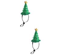 Mipcase 2 Pièces Chapeau Calin Bonnet Noel Xmas Tree Casquette Chat réglable Costume de noël pour Animaux de Compagnie Animal de Compagnie pour Animaux de Compagnie Chiffon Green