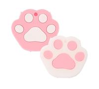 Mipcase 2 pièces Couvre Clés Silicone Protège Clés Forme de Patte de Chat Accessoire Décoratif Mignon pour Étudiants et Adultes Identification Facile Rose et Blanc