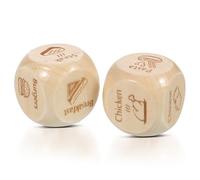Mipcase 2 pièces Dés de Décision Alimentaire Bois avec Motifs Repas Jeu Ludique pour Choisir Quoi Dîner et Planifier Repas Facilement