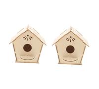 Mipcase 2 Pièces Jouet De Maison D'oiseau en Bois Nid D'oiseau en Bois Peint Nichoir à Oiseaux Inachevé Dessin Maison D'oiseau Matériel De Peinture Artisanat Suspendu Bricolage
