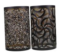 Mipcase 2 Pièces Lampes de Table avec Abat Jour Sculpté Creux Cylindrique Noir et Or Protection Yeux et Décoration Lot pour Chambre et Bureau