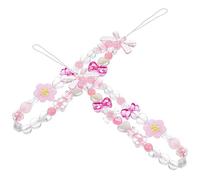Mipcase 2 Pièces Lanière pour Téléphone Portable Cordon à Perles pour Téléphone Portable en Résine Rose Anti-perte Légère et Clés Voyage et Extérieur