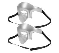 Mipcase 2 Pièces Masque Demi Visage Vintage Classique Argenté pour Hommes | Plastique Respirant, Dissimulation D'identité, pour Costumes Adultes, Photos et Soirées à Thème