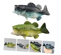 Mipcase 2 pièces Modèle de Poisson Réaliste Bass à Bouche Figurines Plastique Décoration Éducative et Cadeau Ornements Maison Verts et