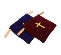 Mipcase 2 Pièces Offrande Église Velours avec Poignées Bois Rouge et Bleu de Communion pour Fournitures de Première Communion et Baptême