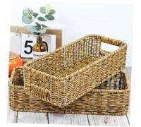 Mipcase 2 pièces Panier de Rangement pour Couverts Lot de Boîte Organiseur Ustensiles de Cuisine Tissée Panier Ventilé pour Baguettes Fourchettes et Cuillères Corbeille Stable pour Table