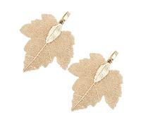 Mipcase 2 pièces Pendentifs Érable Plaqué Cuivre Motif Veines Naturelles pour Création Bijoux DIY Collier Boucles Oreilles Accessoires