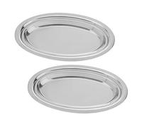 Mipcase 2 pièces Plat Ovale Inox Plateau Multifonction Haute Température Assiette Inox pour Fruits Snacks et Cuisson Vapeur Usage Cuisine et Repas