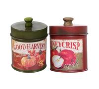 Mipcase 2 Pièces Pots De Fer Rétro Avec Couvercle Boîtes De Rangement Vintage Pour Cuisine Et Décoration Conteneurs Polyvalents Pour Thé Sucre Café 5.12X3.54X3.54 Pouces