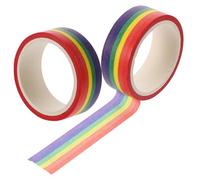 Mipcase 2 pièces Ruban Washi Masking Tape Arc Ciel Rayé DIY Bande Adhésive Décorative pour Scrapbooking et Projets Créatifs