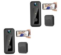 Mipcase 2 Pièces Sonnette Intelligente Caméra Porte Sonnette Vidéo Wifi Sonnette Sans Fil Sonnette Visuelle Intelligente Smart Doorbell Wireless Video Intercom Doorbell Plastique Noir