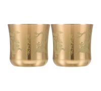 Mipcase 2 Pièces Tasse à Thé Chinoise, Coupe D'offrande Dorée | Motifs de Dragon Gravés au Laser, Base Épaisse en Cuivre, pour Eau de Prière et Service de Table
