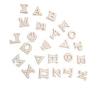 Mipcase 24 pièces Lettres Bois Grecques Alphabet Bois Naturel Double Couche Décor Mural Artisanal DIY Lettres Majuscules pour Décoration Maison et Loisirs Créatifs