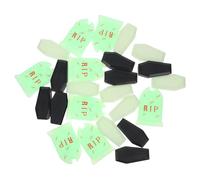 Mipcase 24 Pièces Mini Coffin Halloween Props Spooky Diorama Accessories with Realistic Tombstone Figurines for Prank and Themed Outdoor Decorations