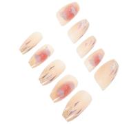 Mipcase 24 Pièces Ongles Adhésifs à Couverture Complète Réutilisables, PVC, Forme Courte Effilée, Transparence Glacée Scintillante, Motif Nuage, pour Femmes