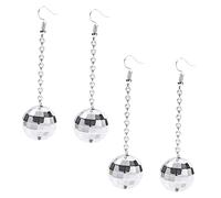Mipcase 2paires Boucles Oreilles Boule Miroir Disco Bijoux Uniques Pour Femme Pendentifs Oreille Décoratifs Accessoires De Fête