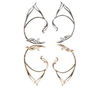 Mipcase 2paires Boucles Oreilles Elfes Manchettes sans Piercing Argentées pour Femmes Adolescentes Unique et Enveloppante