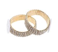 Mipcase 2pièces Bracelet Corsage Élastique à Strass Lot pour Poignet Accessoire pour Bal de Promo Mariage Anniversaire et Enterrement de Vie de Jeune Fille